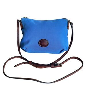 Dooney & Bourke Sky Blue Nylon Crossbody • Leather Trim • Lightweight Chic